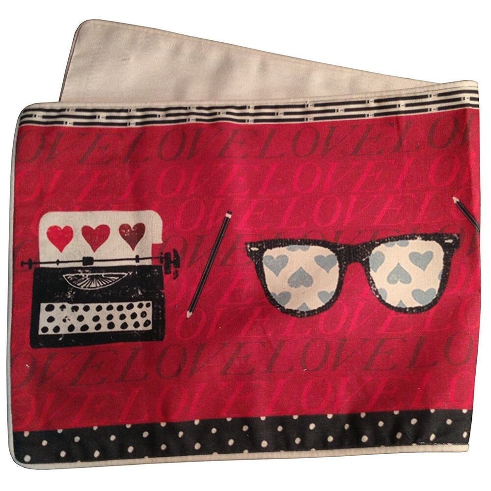 Love Retro Table Runner Hearts Polka Dots Red Ivory Black 13x36" NEW